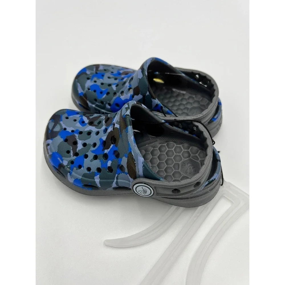 Joybees Kids Everyday Clogs Blue Camo Slip‎ On Water Shoes Size 6/8 NEW